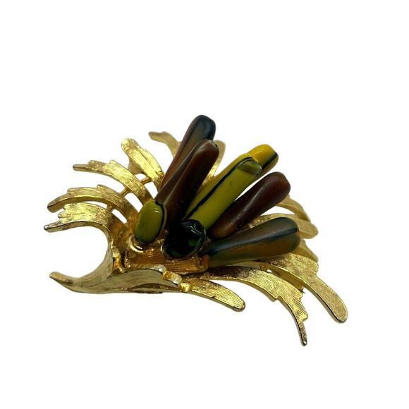 Signed Coro Vintage‎ Brooch Pin browns & Goldtone  Granny Core - Picture 2 of 6